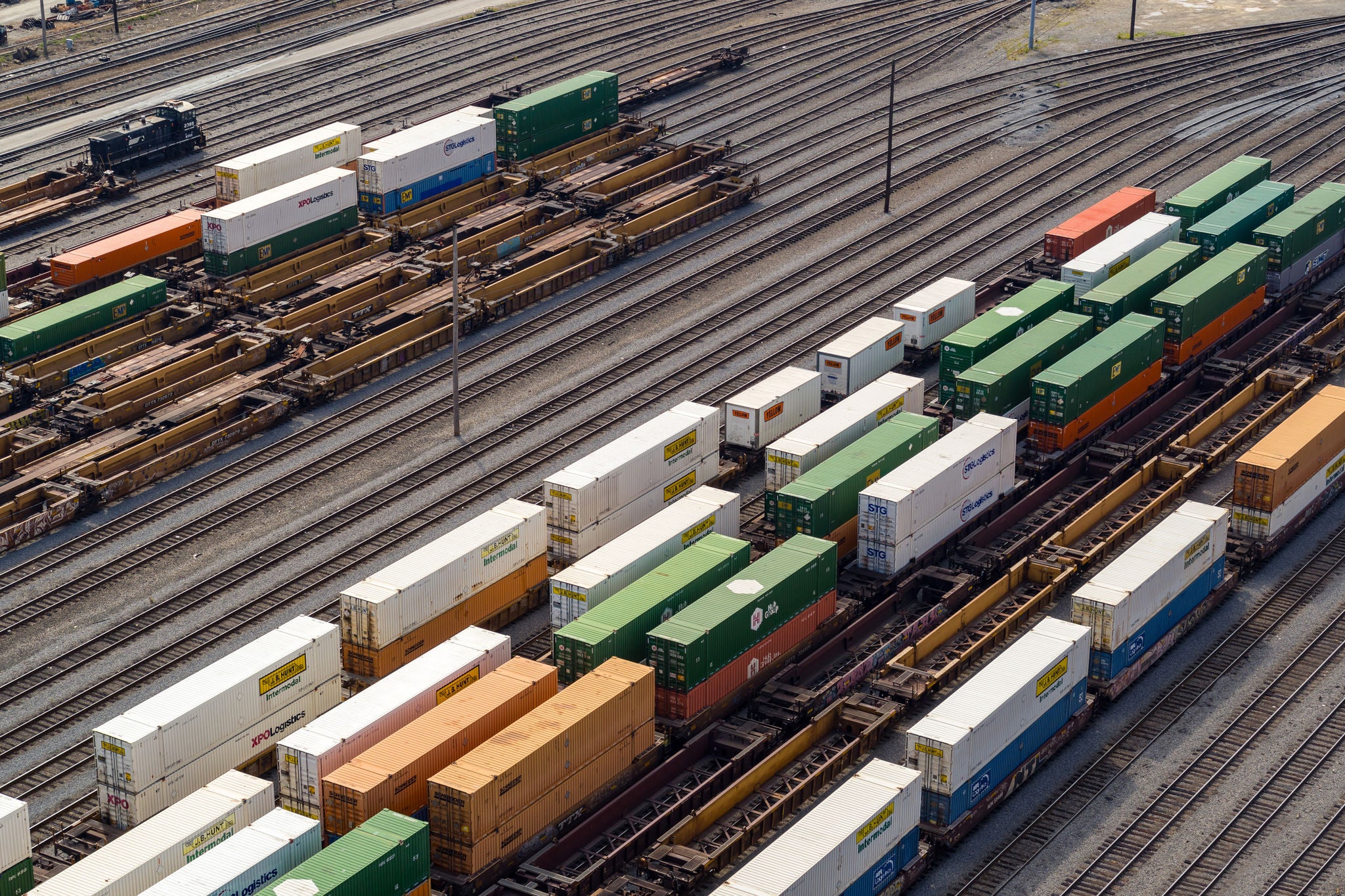 Railcars in Train Yard Shipping Agricultural Products