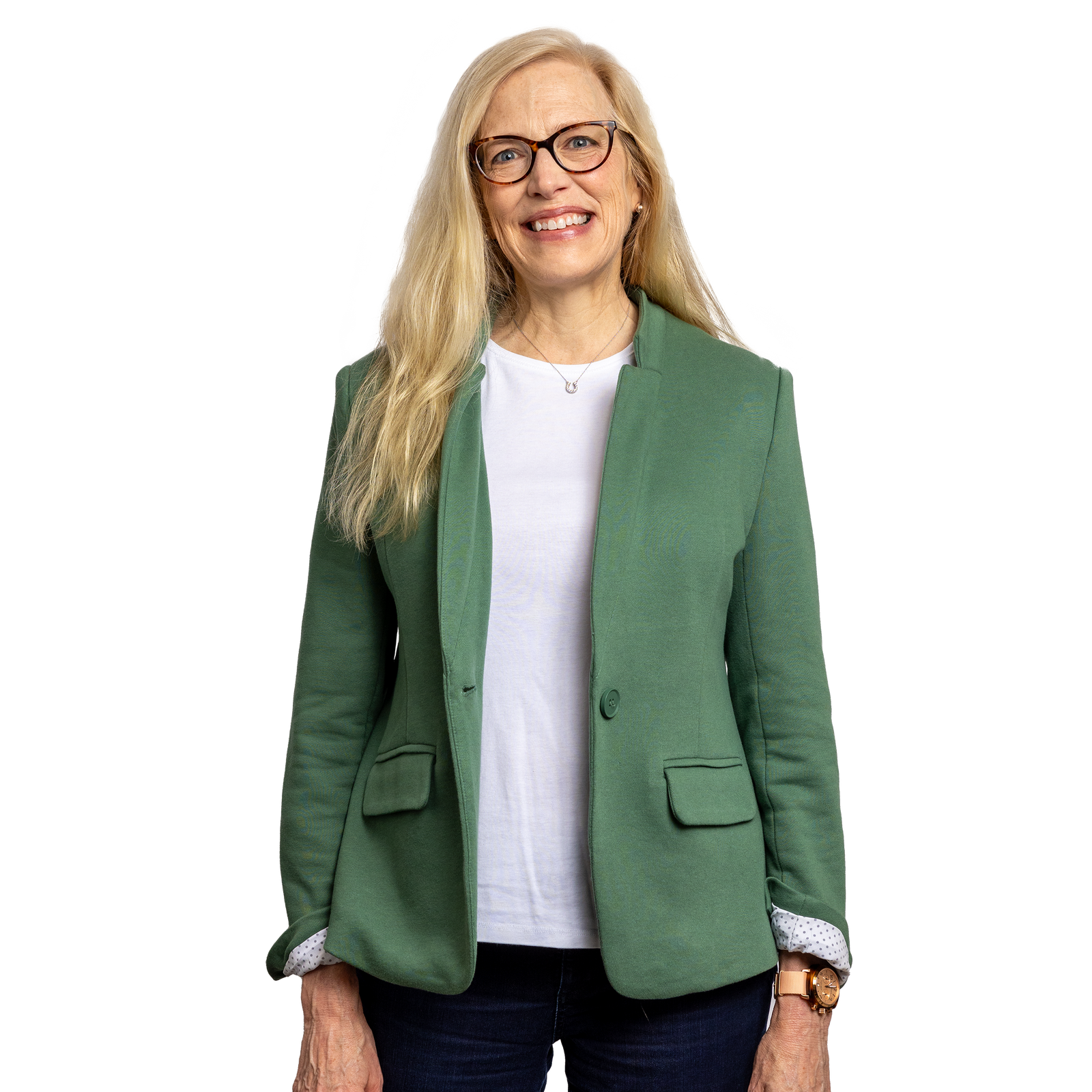 Image of Norfolk Southern a rail transportation company VP of HR standing in a green suit