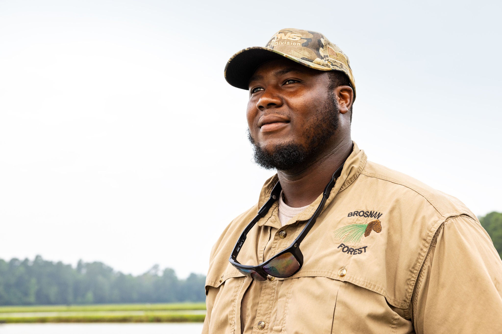 Close up shot of a Brosnan Forest employee showing the effects of sustainable rail transport.