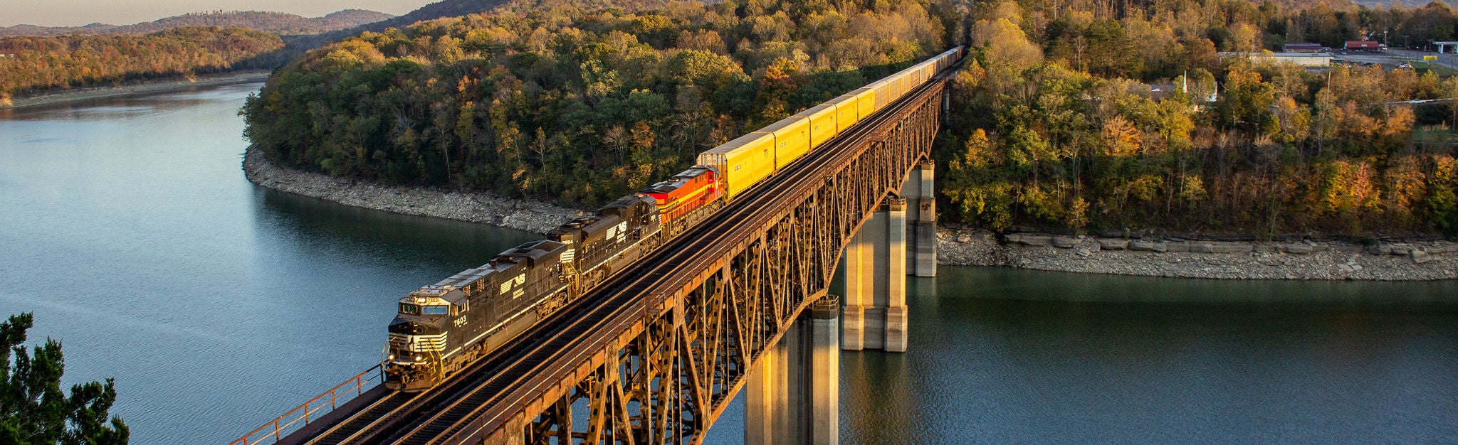 Arial Bridge over river